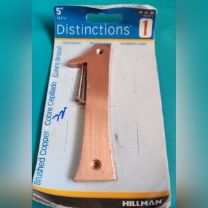 Distinctions 5" Brushed Copper Flush Mount # 1 House Number New